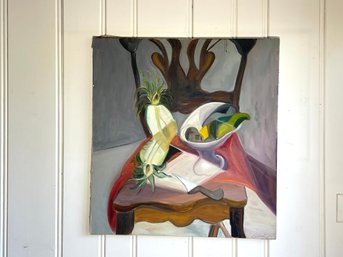 Still Life With Chair & Cut Pineapple, Signed