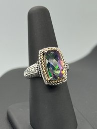 Amazing Mystic Topaz 14k Yellow Gold & Sterling Silver Ring