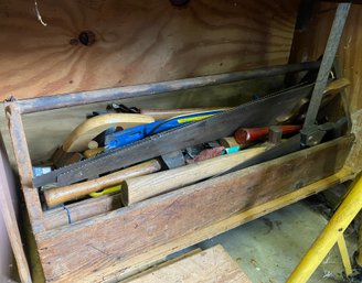 Old Wooden Tool Box Filled