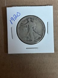 Beautiful 1920 Walking Liberty Silver Half Dollar 90 Silver Coin