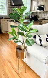 Plant Stand With Faux Fiddle Leaf Plant