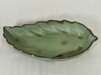 Vintage Frankoma Pottery Medium Willow Leaf Shaped Shallow Dish - Stamped 226