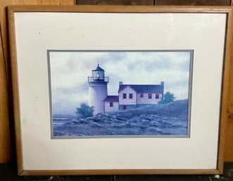 Vintage DAVID KNOWLTON III  Light House Custom Framed Art