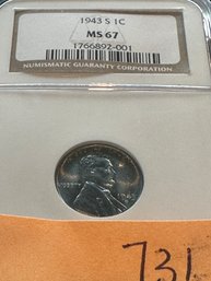 Lincoln Reverse Wheat  (1909-1958)  1943 S 1C  MS 67