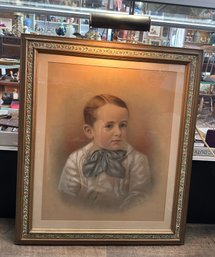 Beautiful Vintage Pastel Painting In A Lovely Framed With Working Light.  CKK - WA-B