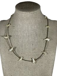 Silver 1970s Native American Carved Mother Of Pearl Bird Fetish Necklace
