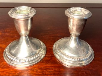 Pair Of Vintage Empire Sterling Candleholders