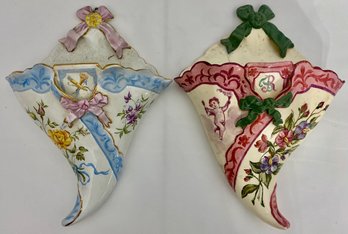 Two French Ceramic Fancy Wall Pockets (2)