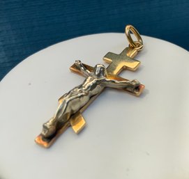 14K Gold Russian Orthodox Crucifix Pendant Necklace