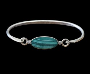 Vintage Designer BOMA Sterling Silver Malachite Bracelet