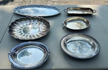 Lot Of 6 Vintage Silver Plates & Trays Reed & Borton Silver Co, Homes &Edward's, Corson Pirie Scott & Co. GAR