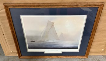 Framed Print ~ Painting Of The Americas Cup ~ Signed  By Tim Thompson ~ Shamrock 111