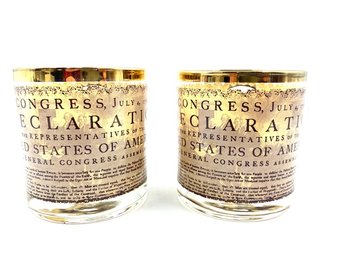 Vintage Pair Of Bicentennial Double Old Fashioned Glasses