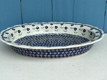 Handmade Polish Pottery Serving Bowl