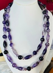 44' BEAUTIFUL FACETED AMETHYST BEAD NECKLACE