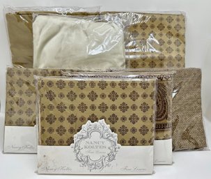 New In Box Nancy Koltes Fine Linens Sheet Set: Duvet, 2 Queen Bed Skirts & 4 Sets Of Shams