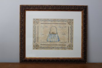 Framed & Matted Whimsical Wall Art Evening Purse