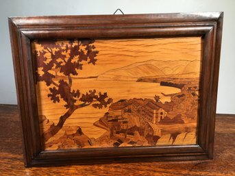 Beautiful Antique Marquetry / Inlaid Artwork - Looks Like Italy Or Greece - Very Nice Piece - Contrasting Wood