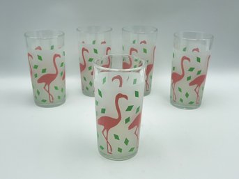 Set Of Vintage Flamingo Tumblers Made In Italy