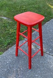 Paint-decorated Wooden Counter Height Stool