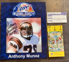 Anthony Munoz Signed Program And Ticket