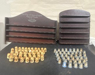 Vintage The King & Queens Of England Wedgwood Thimble Collection And Thimble Display Shelf. DB/B1