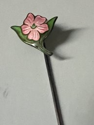 VINTAGE STERLING SILVER ENAMEL BERMUDA FLOWER STICK PIN