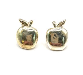 Sterling Silver Light Vermeil Apple Shaped Earrings