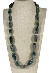 Genuine Moss Agate Beaded Necklace 22' Long