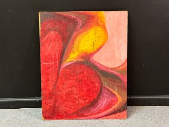 Original Oil On Board, Abstract, Signed On Verso