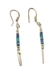 Vintage Sterling Silver Turquoise Color Beaded Earrings