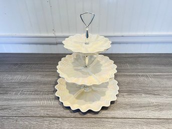 Vintage 3 Tier Ceramic Lusterware Serving Dish