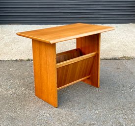 Danish Modern Teak Side Table And Magazine Rack