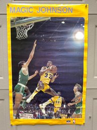 Vintage Magic Johnson Los Angeles Lakers Color Poster. Some Crinkles. Suitable For Framing. 22 1/4' X 34 1/2'