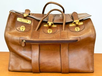 An Italian Leather Weekender Bag By Aldo Tramontano