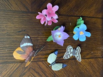 Several Piece Ceramic Flower And Butterfly Collection