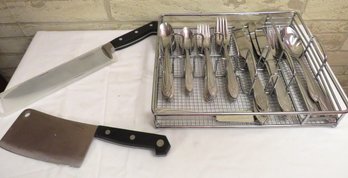 Pfaltzgraff Flatware Service For 8, Serving Utensils & 2 Farberware Knives