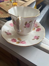 Elizabethan Pink Rosebud Taylor & Kent Fine Bone China Teacup And Saucer