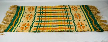 Vintage Hand Woven Textile With Fringe