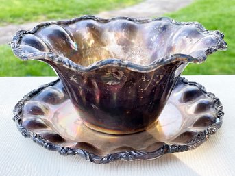 A Vintage Mexican Sterling Silver Salver And Bowl