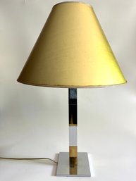 A Chrome And Brass Mid Century Table Lamp With Lee Garvey Shade