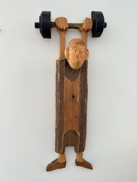 Wood Carved Work Out Man