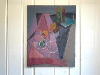 Cubist Style Still Life With Martini Glass, Signed