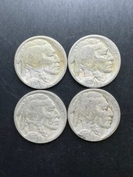 4 Buffalo Nickels 1916, 1920, 1923, 1925