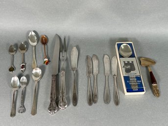 Vintage Souvenir Spoons, Butter Knives, Konge-tinn Norwegian Pewter Spoon & More