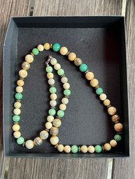 A Beautiful Polished Jade And Natural Tumbled Stone Beaded Riviere Necklace