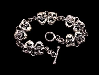 Vintage Mexican Sterling Silver Comedy Tragedy Bracelet