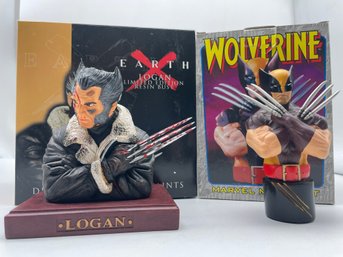 Pair Of Marvel's  Wolverine And Logan, Limited Edition  Resin Mini-busts.
