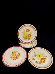 6 Vintage Stoneware Dinner Plates (3, 2, 1)