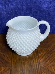 Fenton Hobnail Milk Glass Squat Jug Juice Pitcher